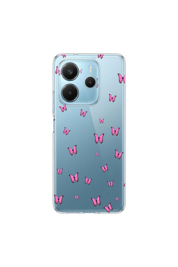 Redmi Note 14 Compatible Butterfly 3 Design Transparent Case