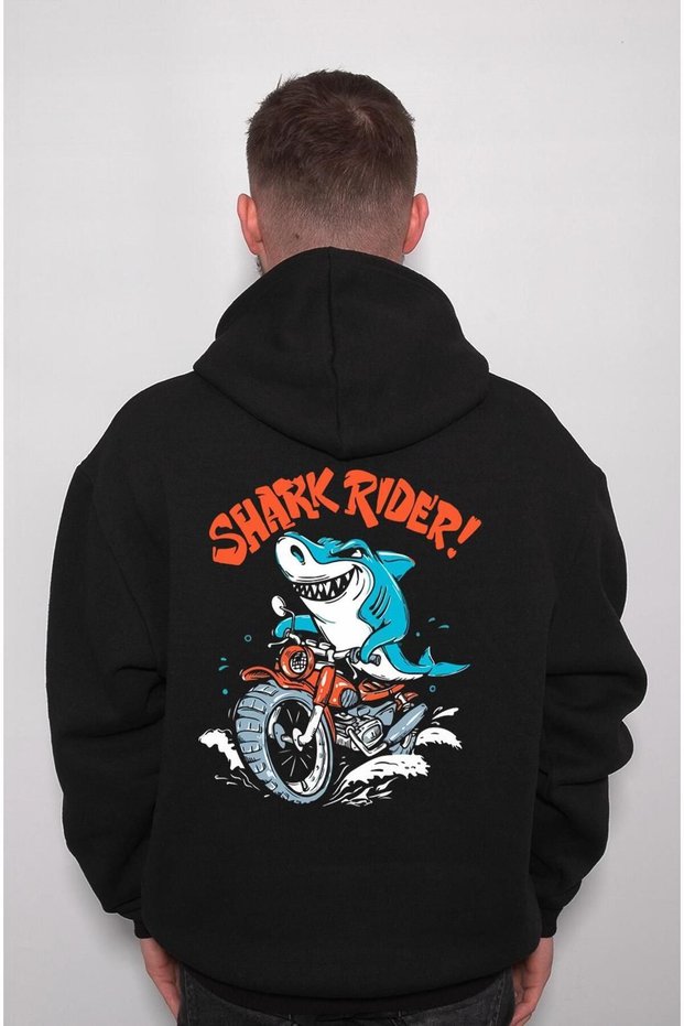 Shark Rider Shark Driver Motor Motorcycle Sweatshirt Unisex Hooded Hoodie