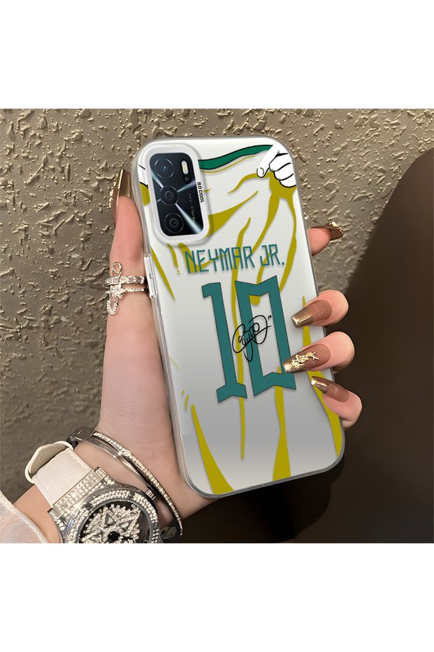 Oppo A55 5g Compatible Silicone Edge Hard Back Case Couple Phone Case with Neymar Pattern