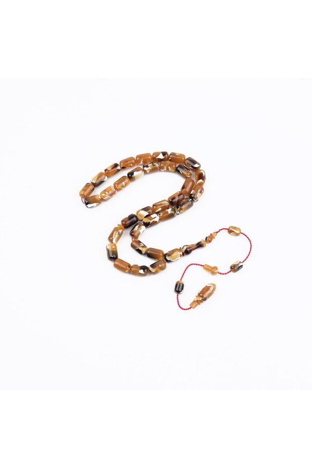 Galalit Capsule Cut 7.5X12Mm Prayer Beads - Brown Beige Camouflage