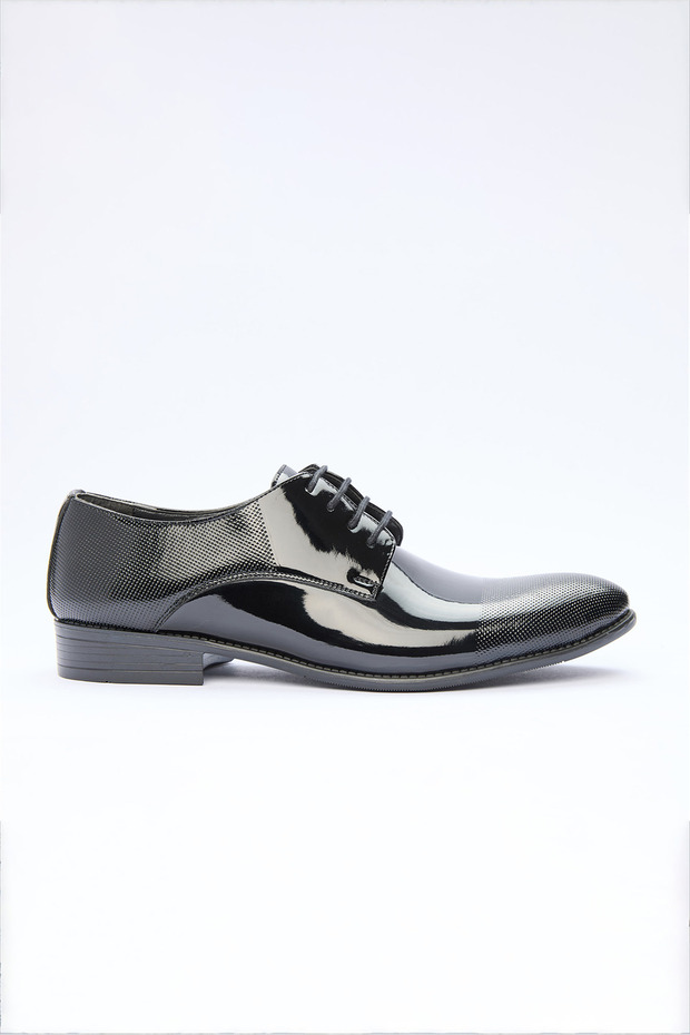 Black Lace-Up Patent Leather Shoes 1033260168