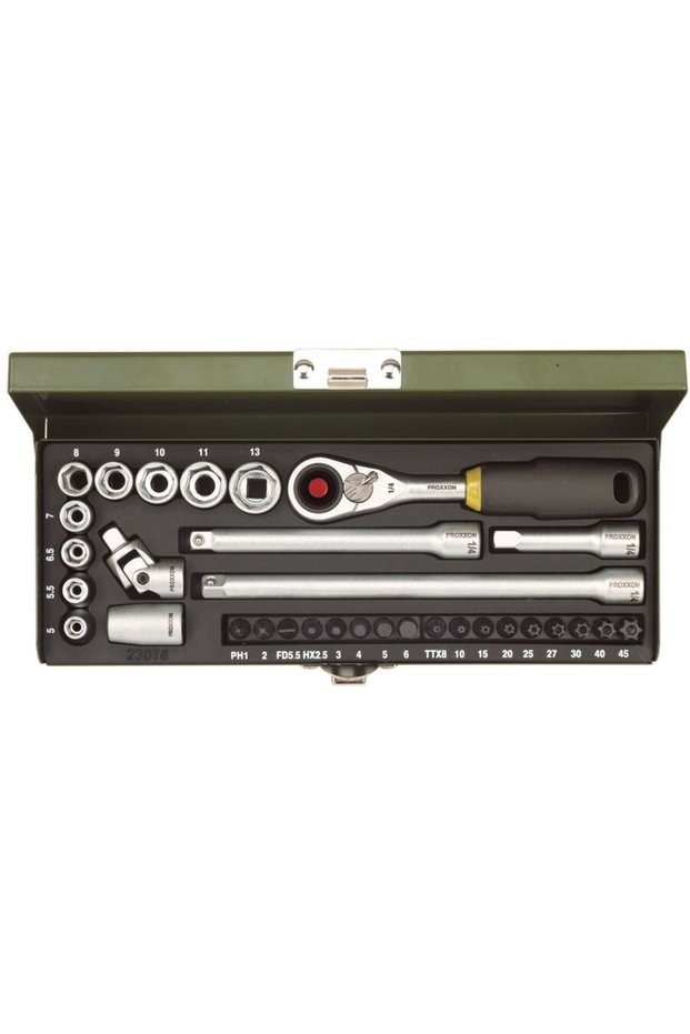 Engineers' bit and socket set 1/4", 32 pcs