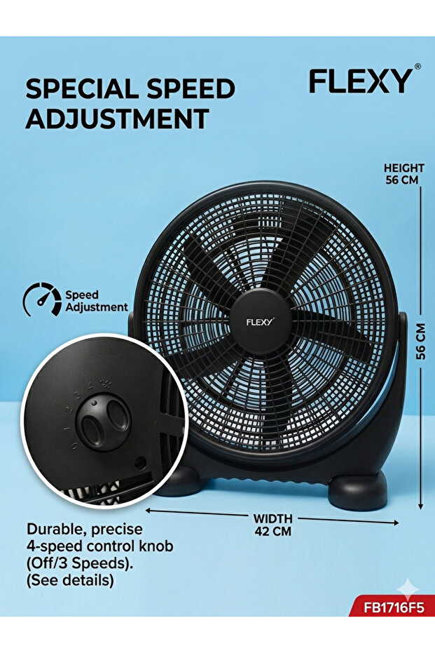 Box Fan with Natural Wind, Adjustable Angle & 100% Copper Motor