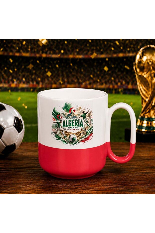 كأس الحب الأحمر المبهج بتصميم كأس العالم 2026 بتصميم مشجعي الجزائر
