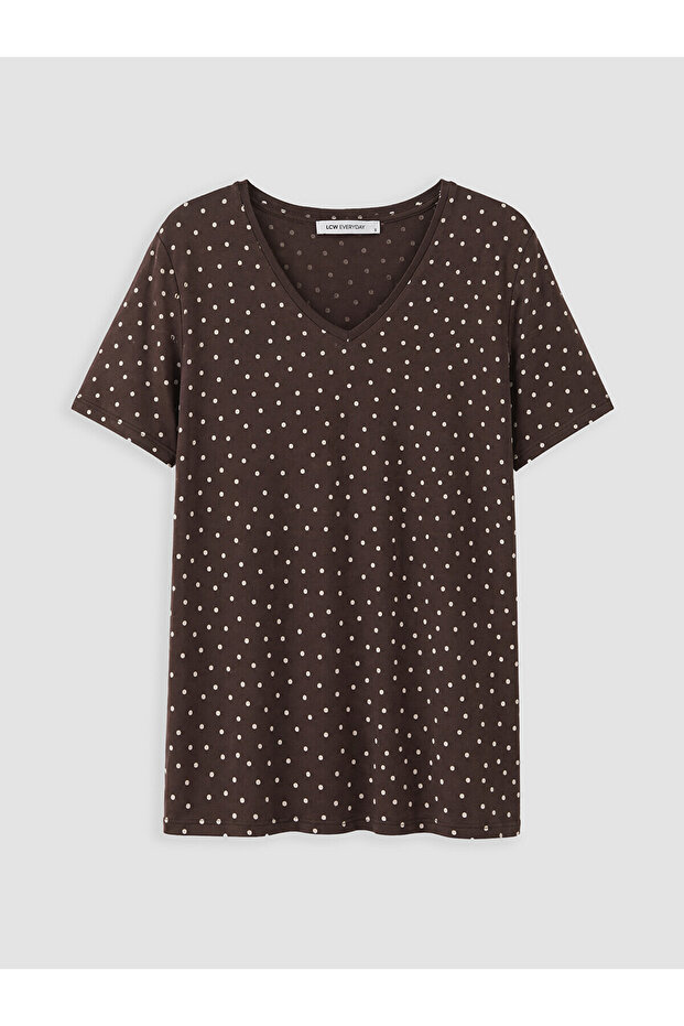 Nevavm V-Neck Polka Dot Women's T-Shirt with a Difference