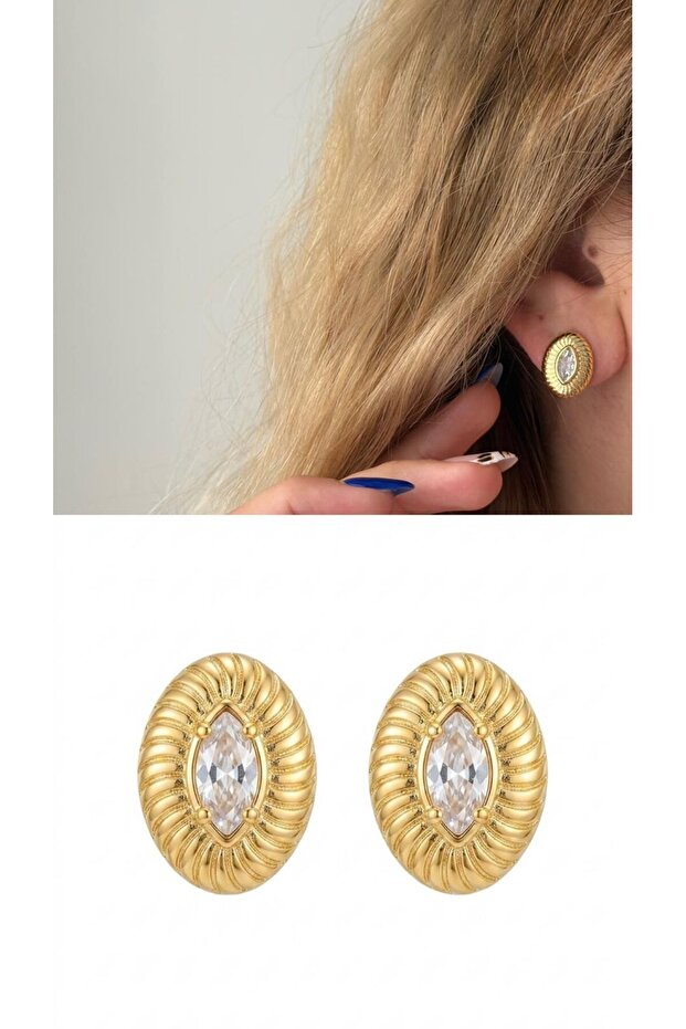 Marquise Cut Minimal Gold Earrings