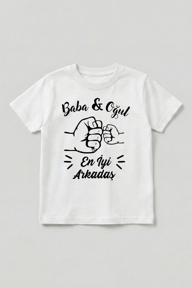Cotton Father Son Combination Best Friend Printed White Short Sleeve Kids T-Shirt Father's Day