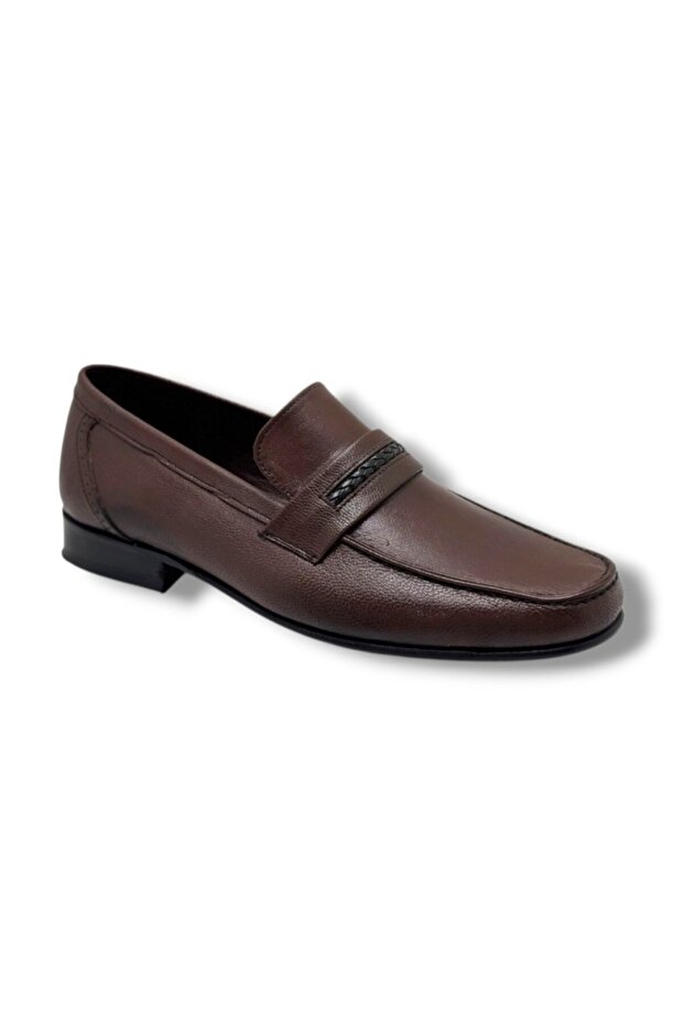 Coşkun 3150-26 Genuine Leather Knitted Bow Leather Sole Men's Shoes