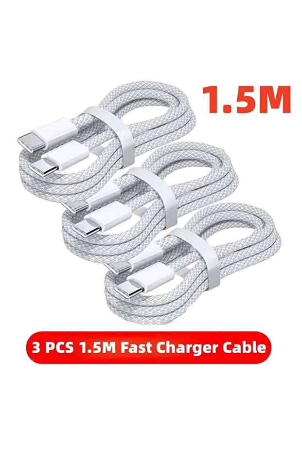 كابل USB C إلى USB C بطول 1 متر، 3 قطع - 1.5 متر، 1-10 قطع، كابل شحن سريع 100 واط يدعم الشحن السريع