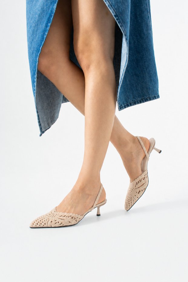 Valencia Women's Elegant Knitted Patterned Pointed Toe Heeled Casual Shoes