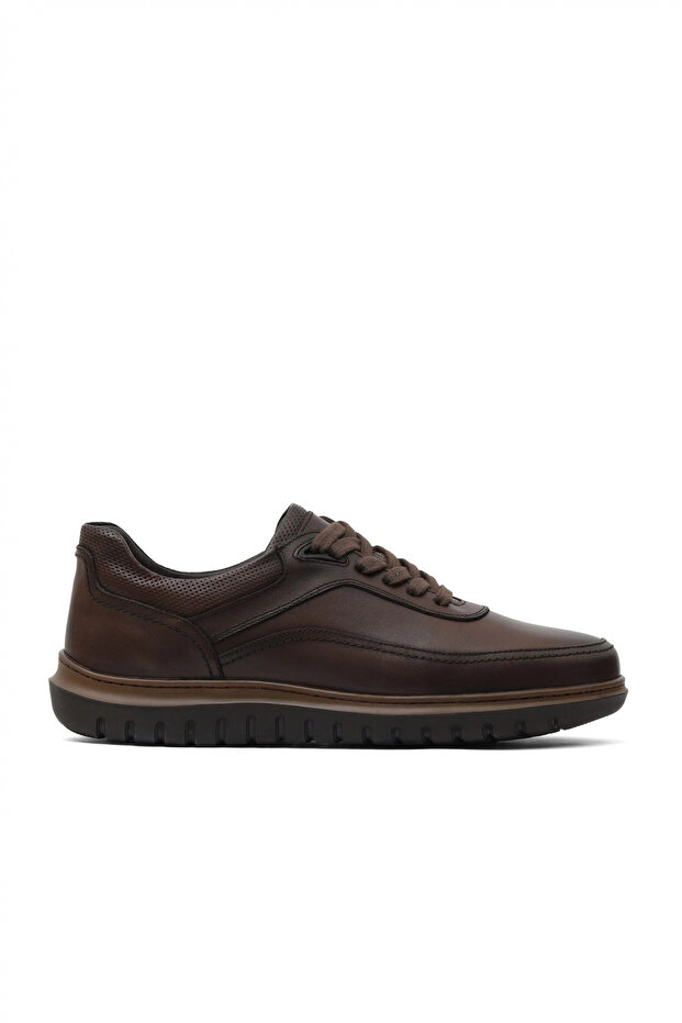 Brown Silver Leather Men's Casual Shoes