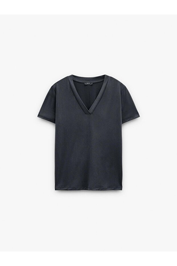 Kadın V Yakalı Basic T-Shirt - 5