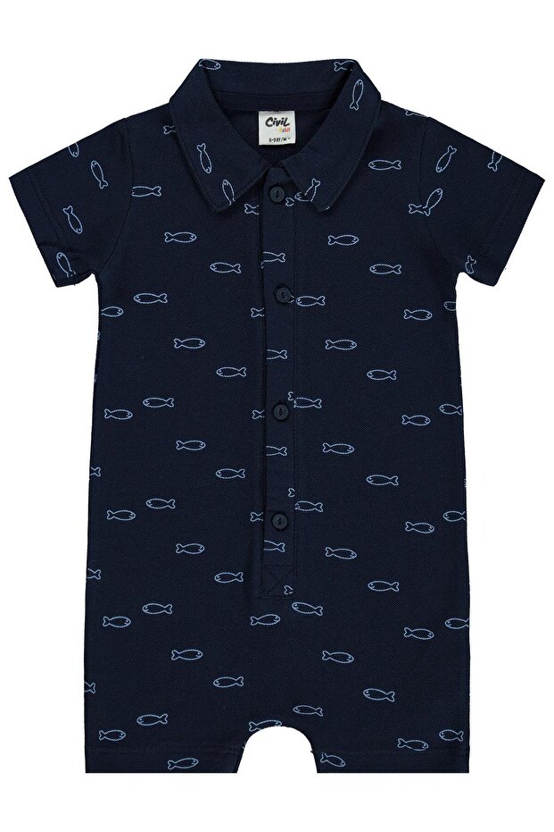 Balık Empirme 6-18 Months Jumpsuit - Navy Blue