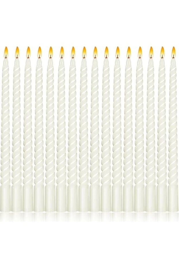 Set of 12 Twisted Taper Candlesticks | 10 Inch (25cm) Tall Tapered Candles
