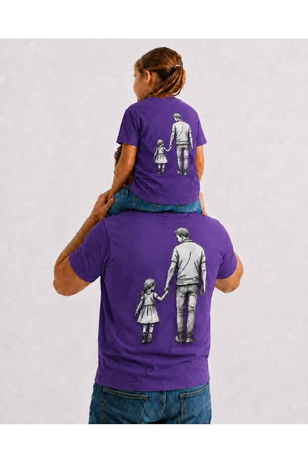 Father and Daughter Oversize T-Shirt Father Daughter Printed on the Shoulder (Sold Individually)