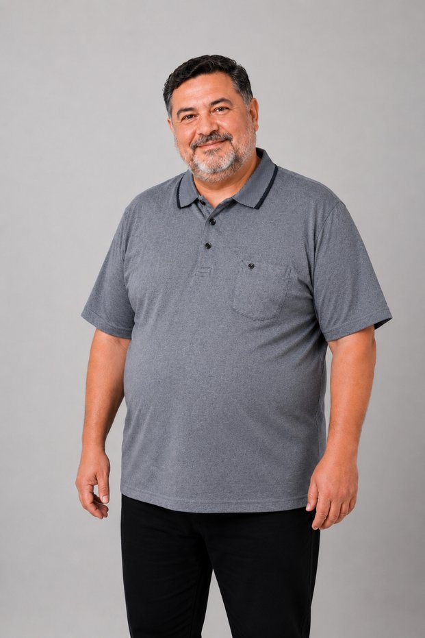 Men's Middle-Aged and Older Large Size Polo Collar Pocket Dad T-Shirt 170