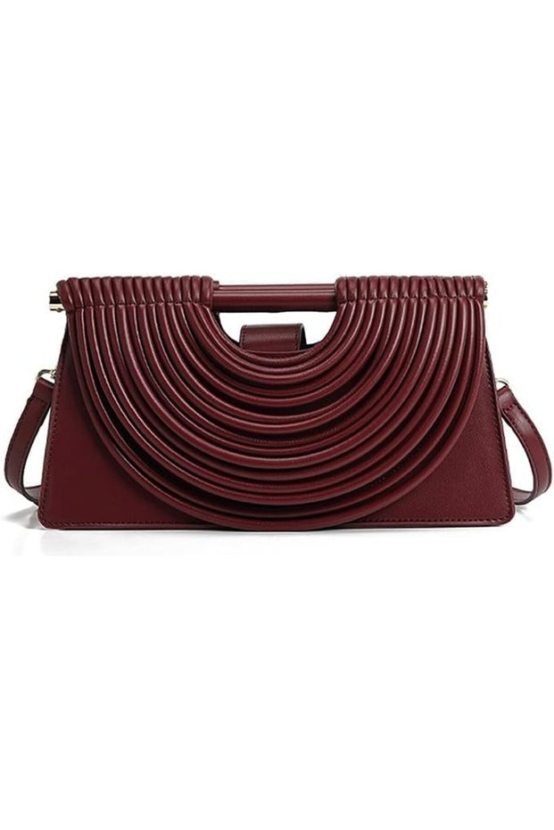 Women's Elegant Vegan Leather Clutch Purse, Small Woven Crossbody Shoulder Bag, Fashion Evening Top Handle Handbag