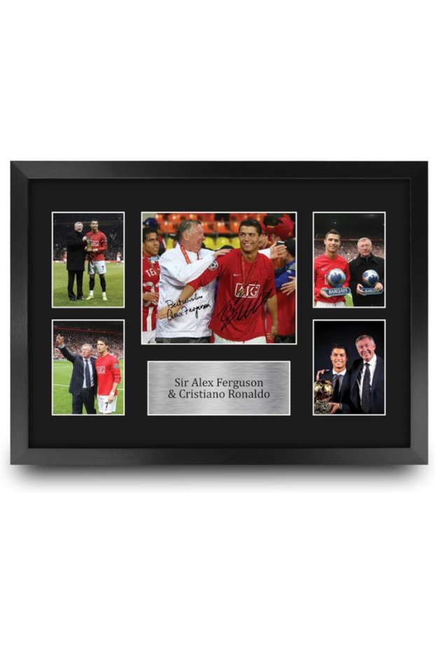 Cristiano Ronaldo & Sir Alex Ferguson Printed Memorabilia Signed Autograph Photograph Display for Football Fans and Supporters - A3 Framed
