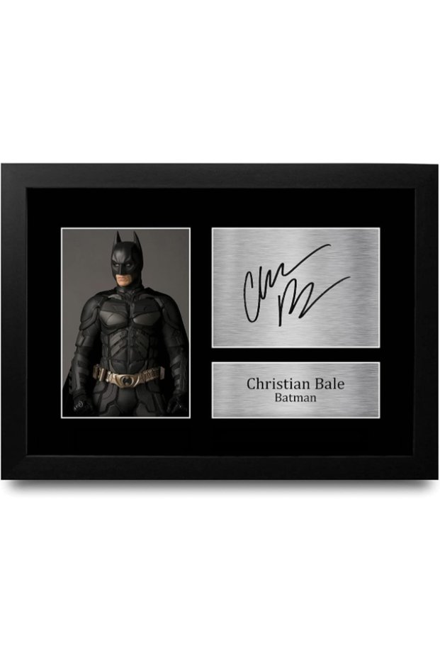 FR Christian Bale Gift Signed FRAMED A4 Printed Autograph Batman Gifts The Dark Knight Print Photo Picture Display
