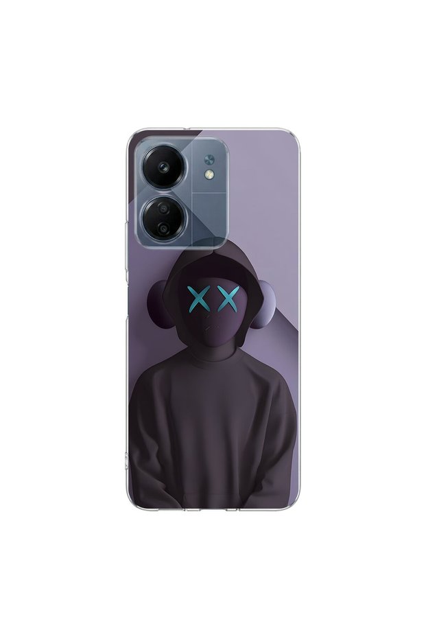 Redmi 13C Compatible No Face 2 Design Transparent Case