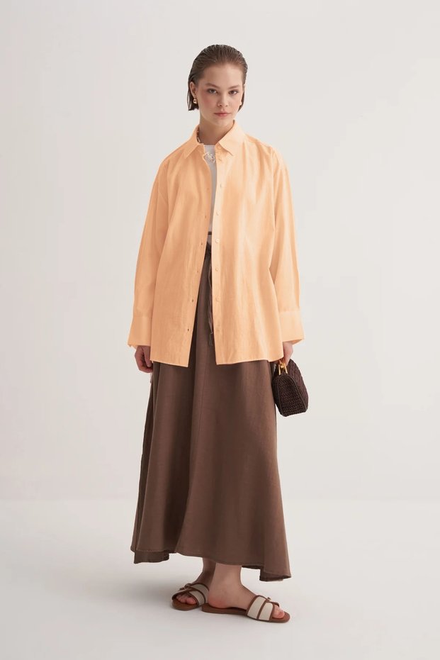 Women's Organic Cotton Oversized Robe Shirt Salmon