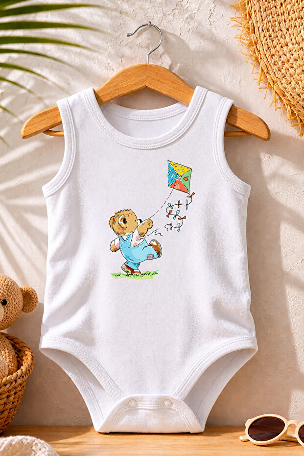Zero Sleeve Summer Baby Bodysuit 100% Cotton Kite Print