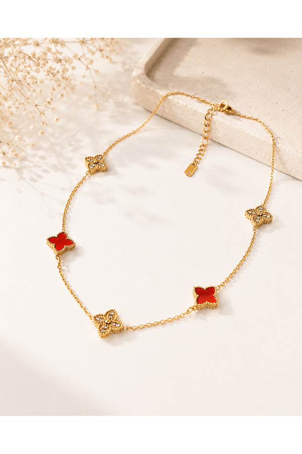 Steel Necklace with Cloth Detail
