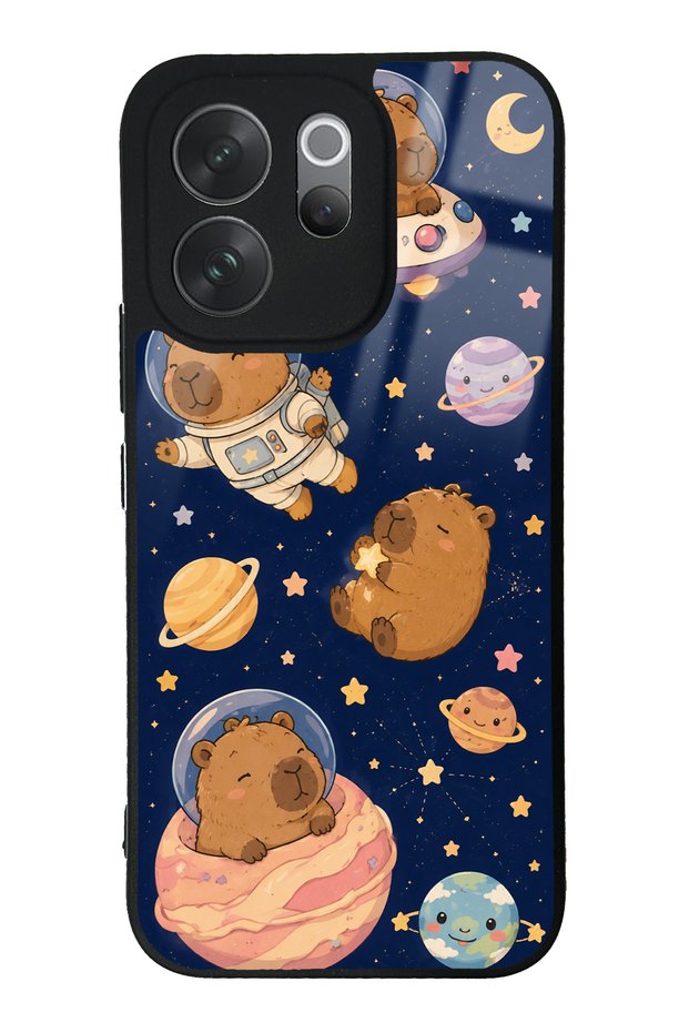 Vivo V70 Glossy Phone Case with Cosmic Capybara Design