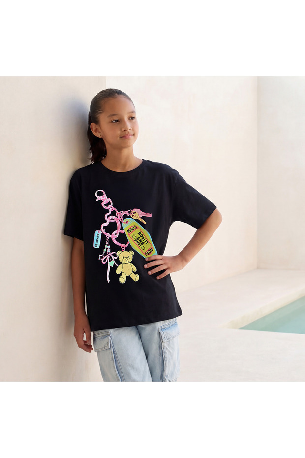 Crew Neck Short Sleeves T-shirt with Graphic Print