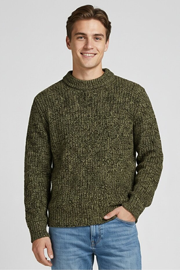 Men Turtle Neck Yarn Dye Sweater, Multicolor