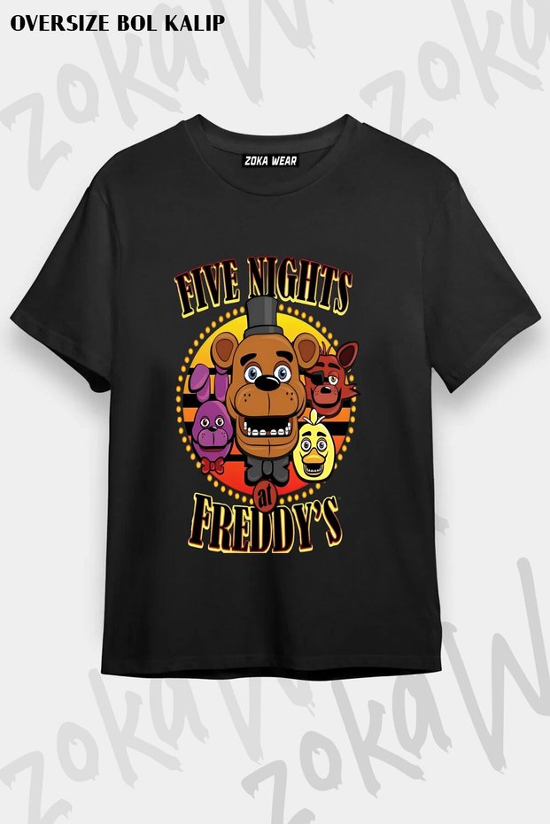 Unisex Loose Fit Fnaf Five Nights V16 Printed T-Shirt
