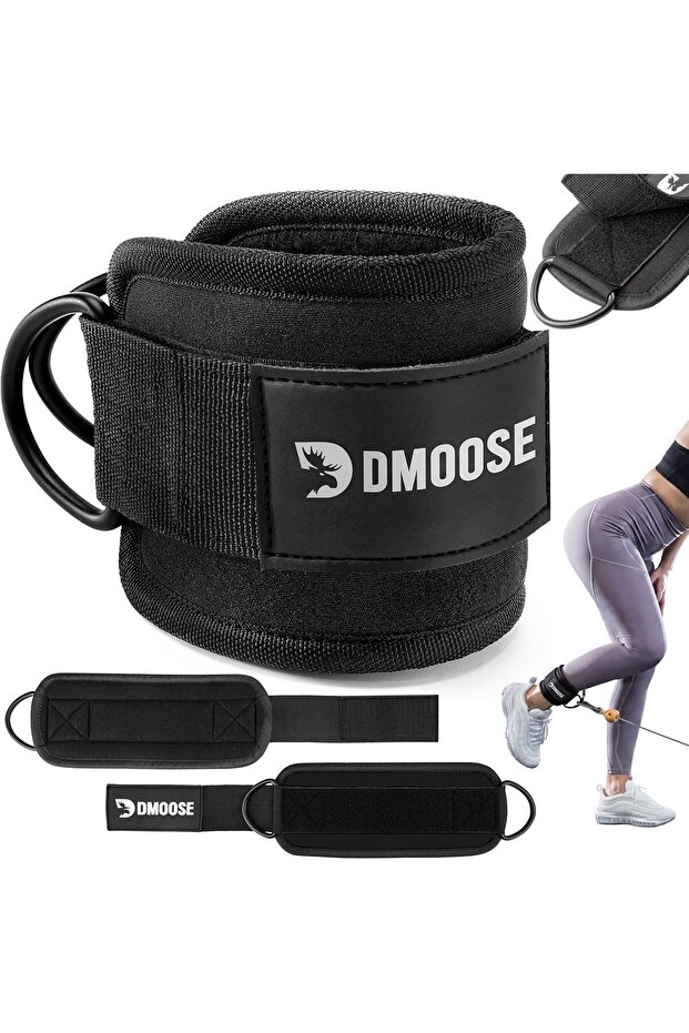 DMoose Ankle Strap for Cable Machine - Premium Padding, Workout Kickback Ankle Cuffs, Leg Extension