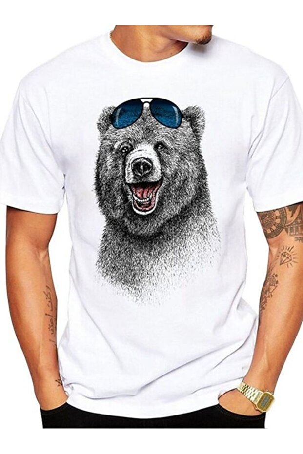 Men's White Printed T-Shirt