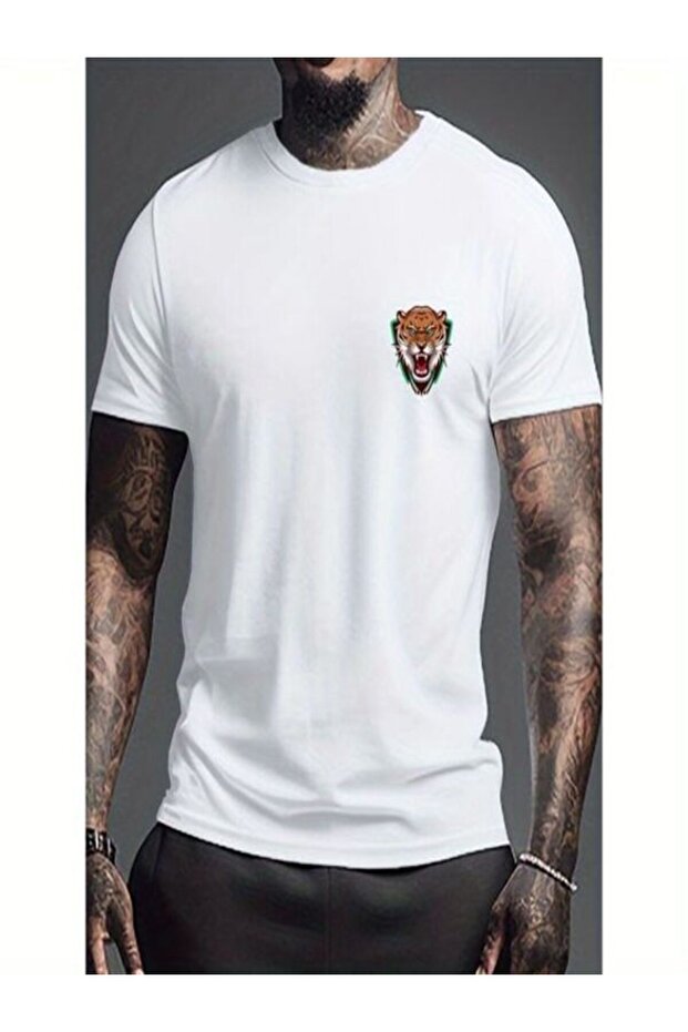 Men's White Printed T-Shirt