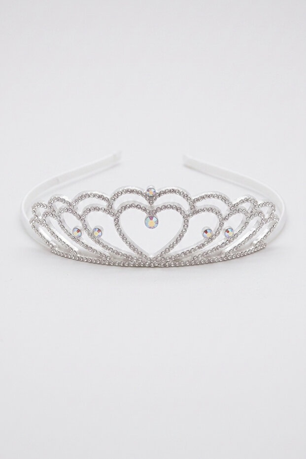 White Stone Detailed Heart-Shaped Girl's Crown