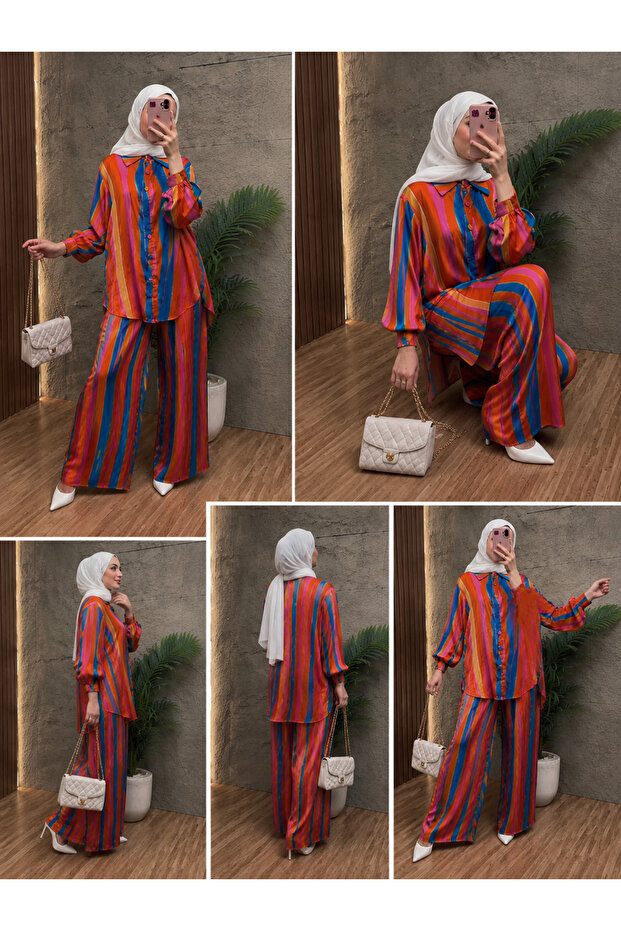 🌈 ROUZEE Rainbow Set | Modest Multicolor Striped Two-Piece Set - 2