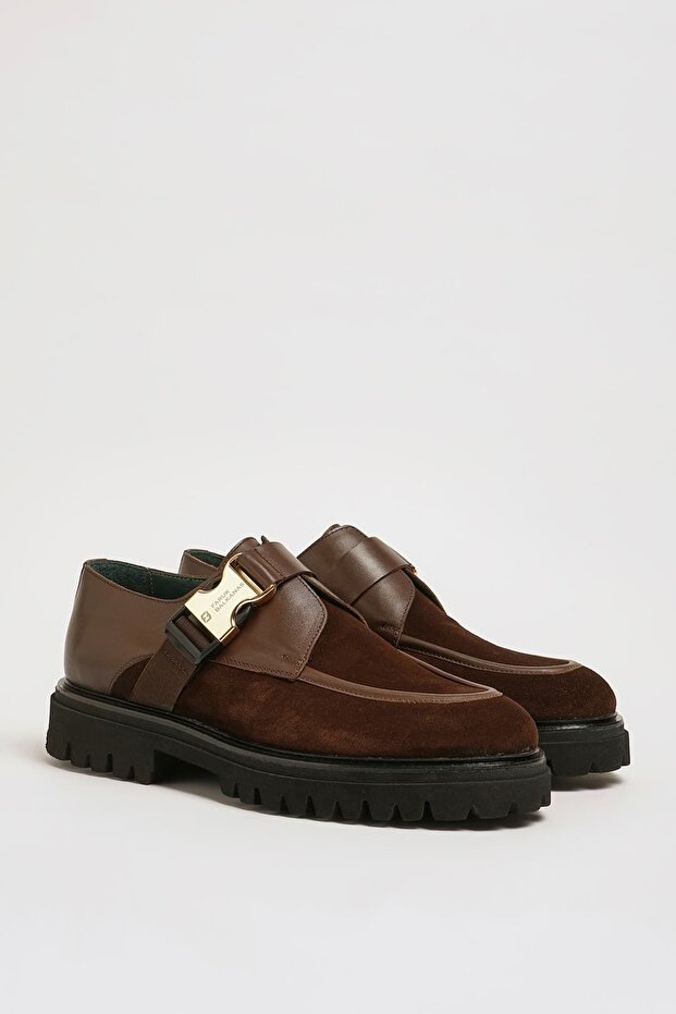 Venice Model Genuine Combination Leather Eva Sole Buckle Casual Shoes
