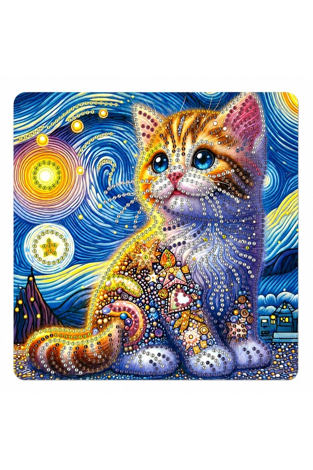 5D Diamond Stone Embroidery Kit Painting 20X20 cm Cat Pattern Diamond Painting
