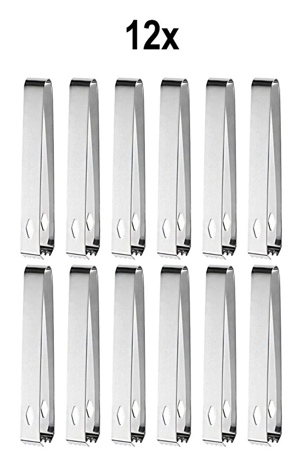 12 Pieces Steel 16.2 cm Ice and Sugar Tongs Mt128By-12