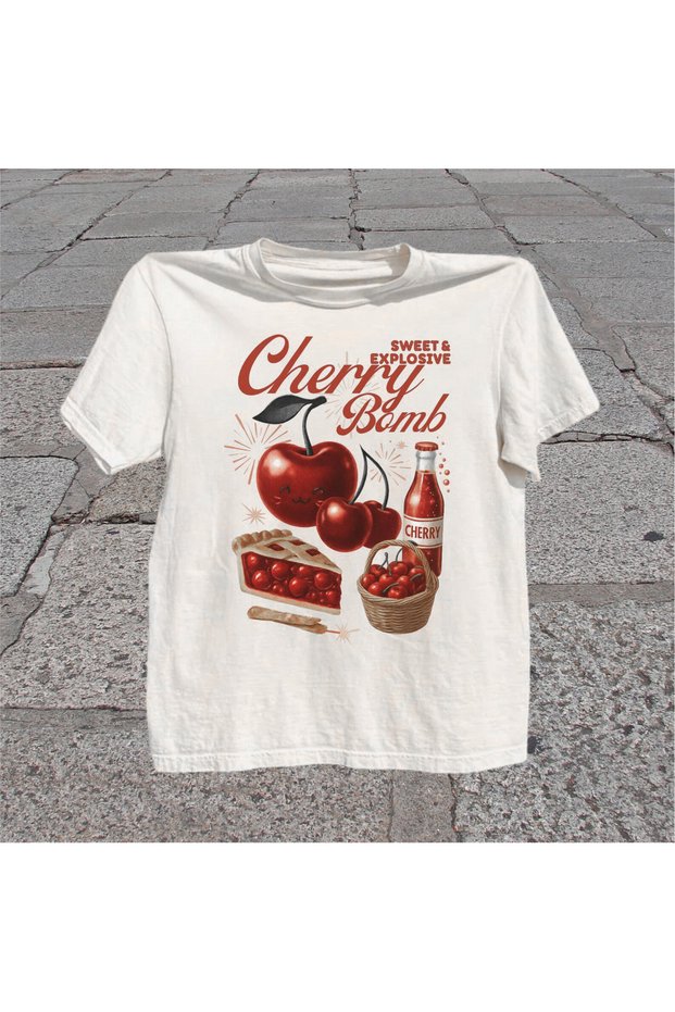 Cherry Bomb Printed Unisex Oversized T-Shirt