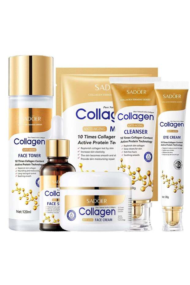 Collagen Skin Care Set, 6 Pcs Anti Aging Facial Care Sets for Women