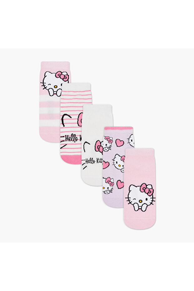 Girls Socks with Hello Kitty Print - Set of 5