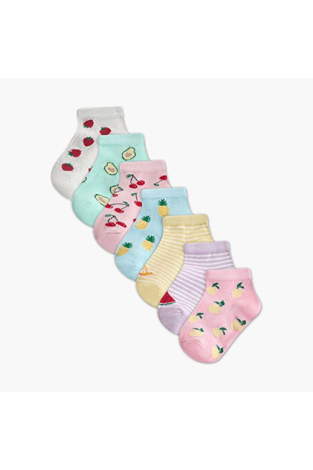 Pack of 7 Baby Girls Socks Assorted Print