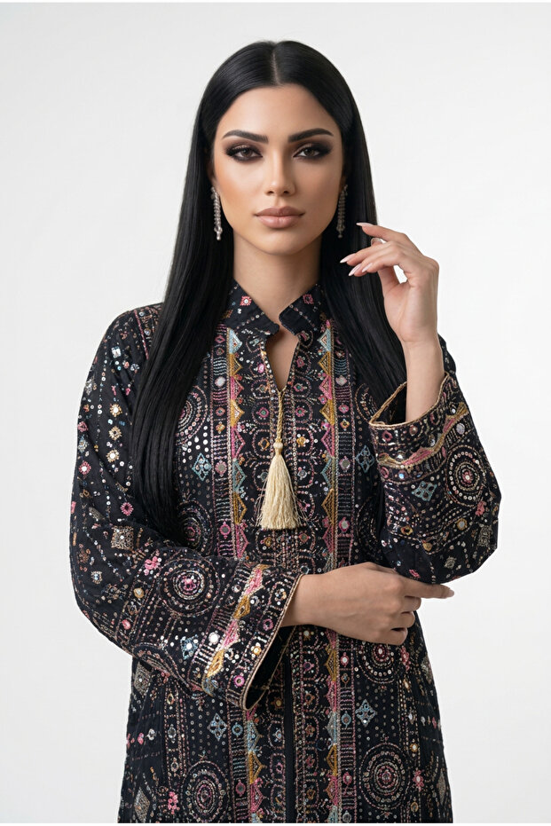 جلابية كويتي اسود