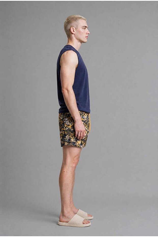 Regular Fit Printed Mesh Lined Long Swim Shorts I1888Ax26Hs