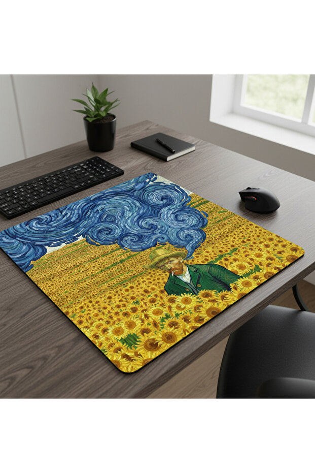 Van Gogh Patterned 40X30 Mousepad, Large Area, Smooth Surface, Non-Slip Base