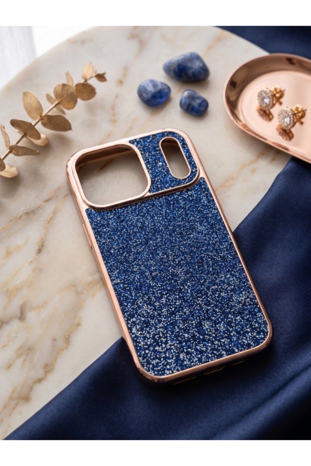 iPhone 17 Pro Max Compatible Camera Protected Glittery Stone Phone Case