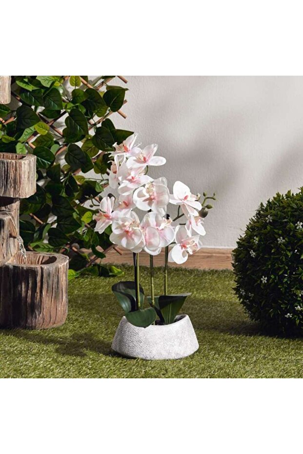 Real Touch Orchid Flower In Ceramic Pot H42cm - Pink