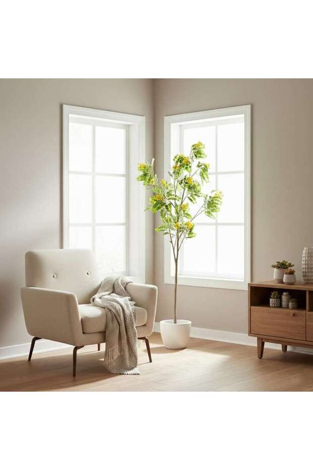 Glaucous Cassia Artificial Tree With Flowers H180cm - Yellow