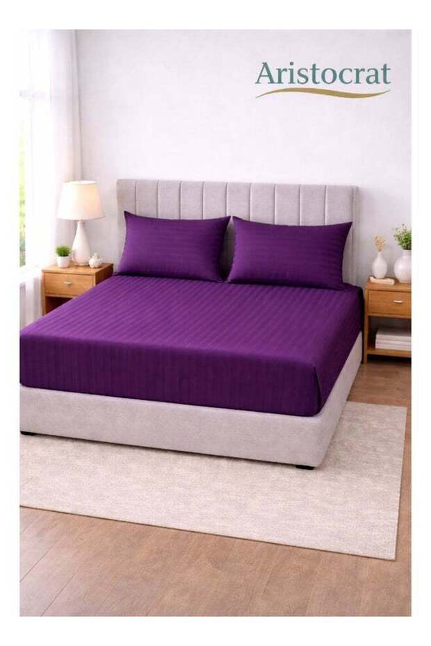 3-Piece Striped Microfiber Fitted Sheet Set Queen 150x200cm – Soft Elastic Deep Pocket 17cm Bedsheet